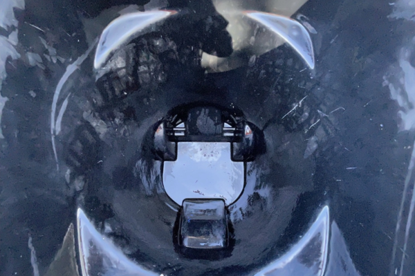 Clean trash bin interior after professional pressure washing with no dirt or residue visible